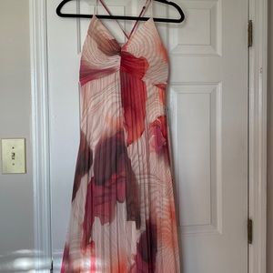 Pink, Red, and Magenta multi colored maxi dress.